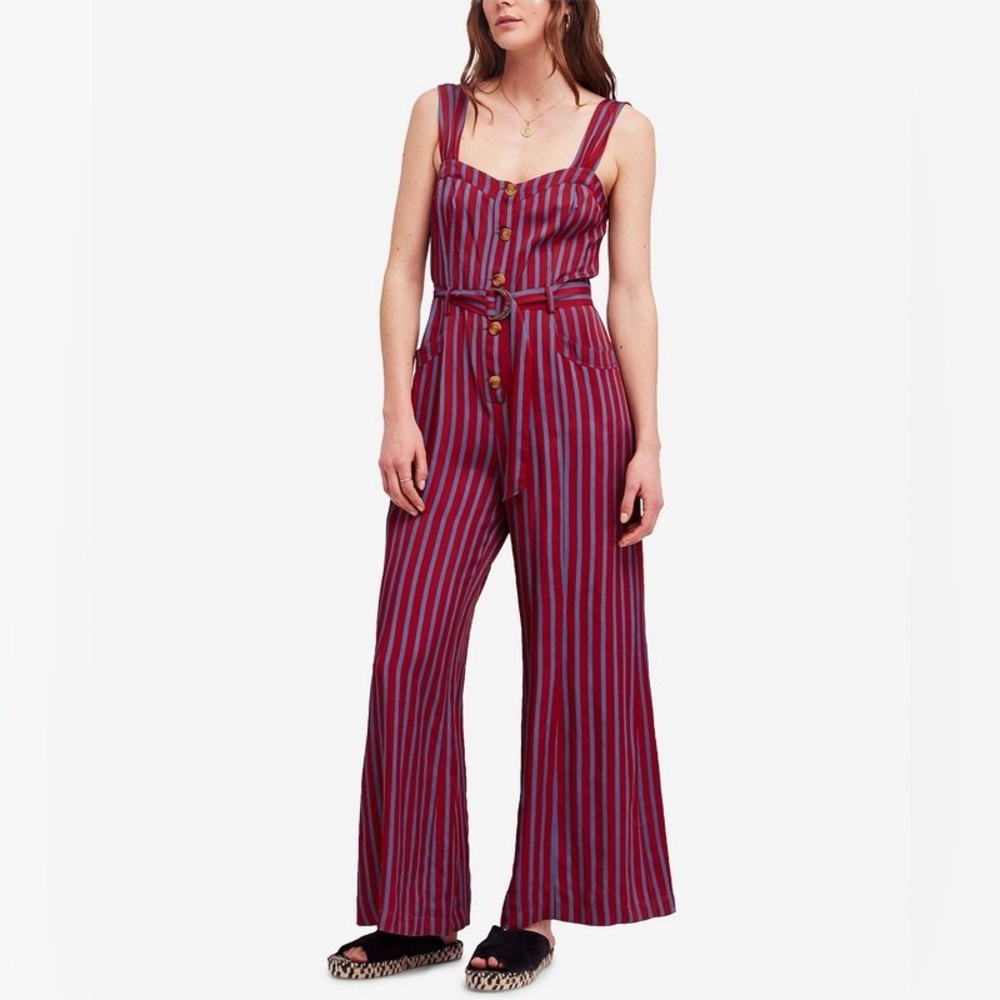 Striped Burgundy Jumpsuit